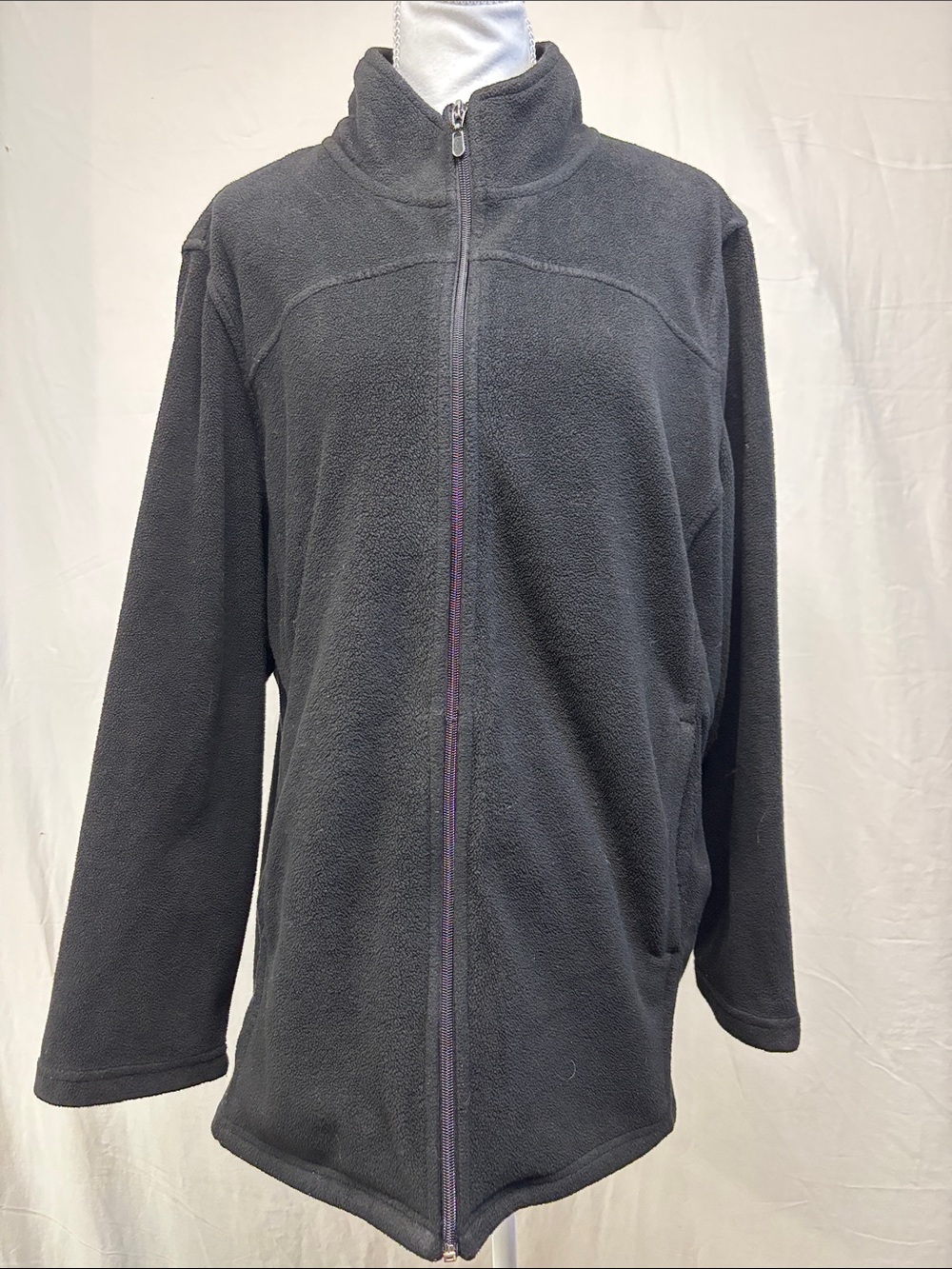 Women's Black Full-Zip Fleece Utility Jacket